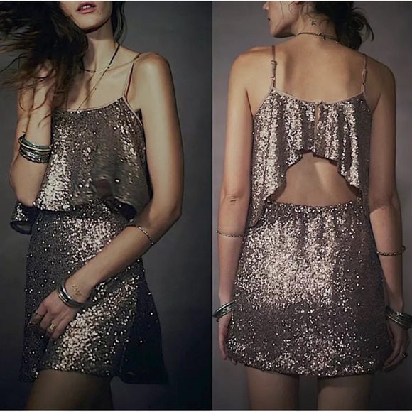 NEW Free People Sunkissed Sequin Mini Dress - Picture 2 of 16